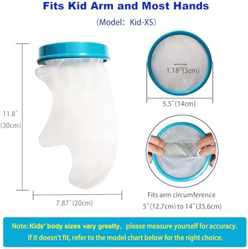 100% Waterproof Cast Cover for Shower Hand Kids - Available in 6 Sizes, Child-Friendly, Reusable Half Arm Cast Protector & Cast Bag - Watertight Protection for Wound Hands, Arms (11.81 in / 30 cm)