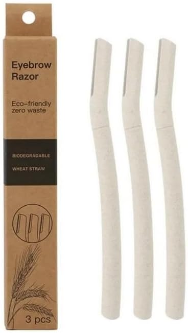 Derma-Plane Razor | Biodegradable Face Razor | Eyebrow Shaper | Recycled Wheat Straw Material | Eco-Friendly | 3 Count (Pack of 1)