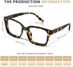 XVXV Reading Glasses for Women Men - Blue Light Blocking Readers Oversize Square Anti Glare with Spring Hinge