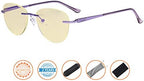 CessBlu Ladies Cat-eye Blue Light Blocking Glasses Anti Glare UV Rimless Computer Eyeglasses for Women Reading Screen