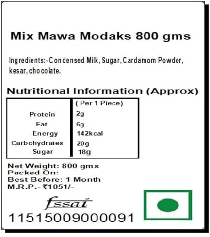 Ghasitaram Gifts Indian Sweets - Sweets Ganesha Chaturthi Gifts Modaks Mix Mawa Modaks 800 GMS