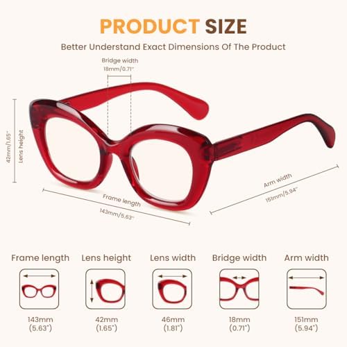 JiSoo Oversized Cat Eye Reading Glasses for Women Funky Cute Readers for Women, Designer Stylish Reading Glasses