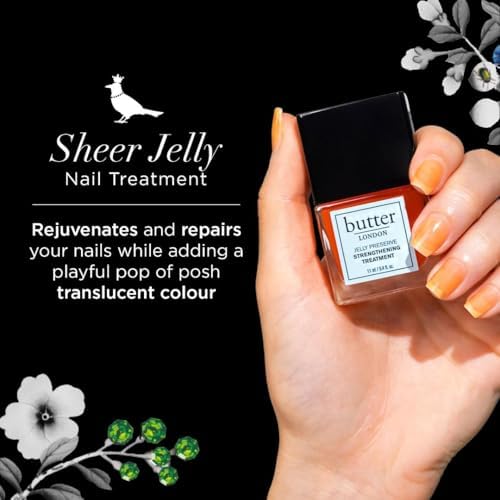 butter LONDON Nail Strengthener for Damaged Nails, Jelly Preserve - Pink Translucent Finish Nail Polish Strengthens, Nourishes & Rejuvenates Nail Beds & Roots - Nail Care Products
