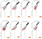 Rsstarxi 24 Pack Halloween Cupcake Toppers Glitter Blood Knife Cupcake Picks Horror Killer Birthday Cake Decorations for Scary Horror Crime Scene theme Birthday Halloween Party Supplies