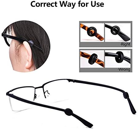 Eyeglass Ear Grips Silicone Eyeglass Temple Tips Sleeve Retainer, Anti Slip Round Glasses Retainer for Sunglasses, Black 12 Pairs