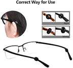 Eyeglass Ear Grips Silicone Eyeglass Temple Tips Sleeve Retainer, Anti Slip Round Glasses Retainer for Sunglasses, Black 12 Pairs