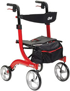 Drive Medical RTL10266 Nitro Euro-Style 4-Wheel Rollator Walker With Seat, Red