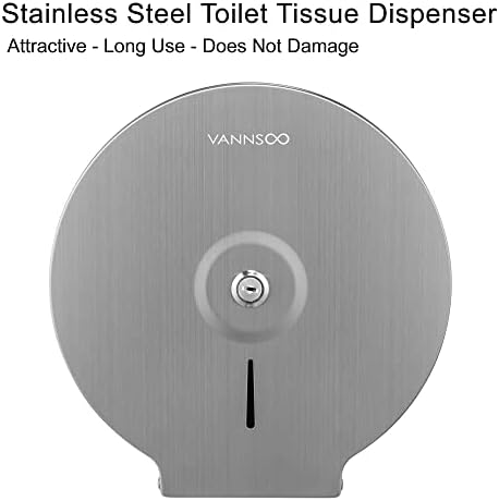 Commercial Jumbo Toilet Paper Dispenser, Wall Mount Stainless Steel 9 Inch Roll Toilet Paper Holder Bath Tissue Dispenser Lock Key (Brushed)