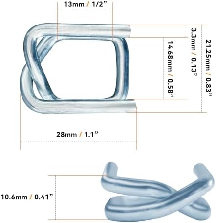 1/2" Galvanized Banding Strapping Metal Wire Buckle for Packaging Pallet Polypropylene Poly Woven Composite Cord Strap Nylon Band (100 Pcs)