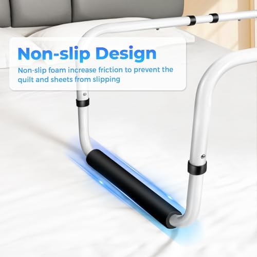 Blanket Lifter for Feet, Height Adjustable Non-Slip Blanket Lifters for Foot of Bed, Aluminum Alloy Blanket Support for Foot Knee Toes Leg Ankle Post Surgery Recovery, 4 Clips Included