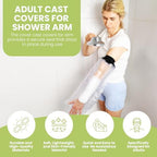 Small Cast Covers for Shower Arm Adult, Waterproof Cast Protector Cover for Broken Arm Elbow, Reusable Cast Bag for Showering, Non Slip Transparent Protectors for Bandage Wounds Burns