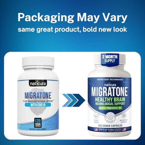 Migratone Migraine Relief Nutritional Support Supplement - with Magnesium, Riboflavin Vitamin B2, B6 & B12, Microactive Coq10, Feverfew, PA-Free Butterbur, and Folate - Clinically Preferred Blend