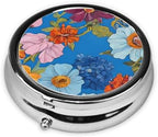 (Hello Hawaii) Round Pill Box,3 Compartment Pill Box Mini Decorative Pocket Purse Portable Travel Medicine Tablet Vitamin Holder Organizer Pill Case