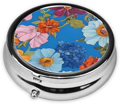 (Hello Hawaii) Round Pill Box,3 Compartment Pill Box Mini Decorative Pocket Purse Portable Travel Medicine Tablet Vitamin Holder Organizer Pill Case