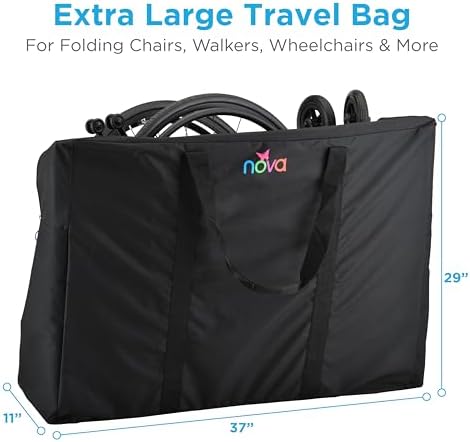 nova - Extra Large Mobility Travel Bag - Universal Carrier for Rollator Walkers, Folding Wheelchairs, and Transport Chairs - Durable Water-Resistant Storage Bag with Long Handles and Dual Zippers