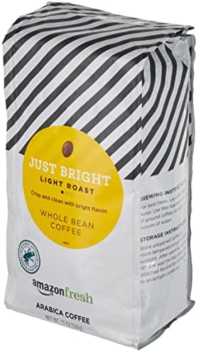 Amazon Fresh, Just Bright Whole Bean Coffee, Light Roast, 12 Oz