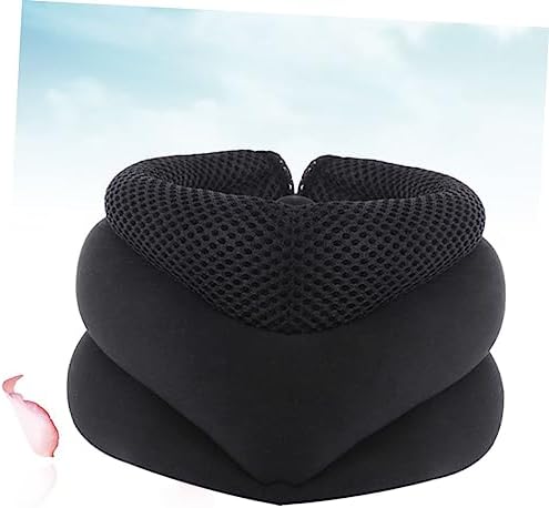 FRCOLOR Three Layers Adjustable Cervical Apparatus with Breathable Guard and Inflatable for Pain Relief and Posture Improvement Portable Black Brace Support