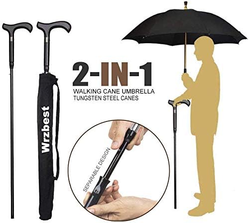 2-in-1 Walking Sticks Umbrella - Windbreak Ribs Walking Cane Umbrella Lightweight, Heavy-Duty Frame- Ideal Father's Gift for Climbing, Hiking, Hanging Out on Raining