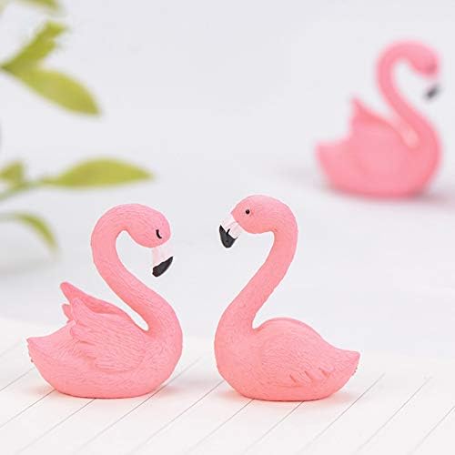10 Pcs Miniature Flamingo Figurine Easter Cupcake Toppers, Mini Flamingo Cake Decorations for Flamingo Party Bridal Wedding Fairy Garden Decor