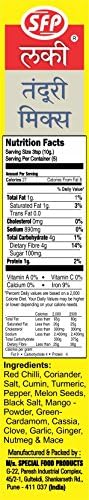 Lucky Masale Tandoori Seasoning Mix, No Color Added, Indian Spice Mix for Barbecue Flavor, Low Sodium, No MSG, 50g (Pack of 5)