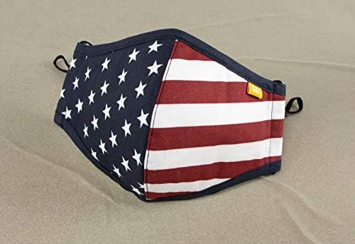 Spring Notion Reusable Washable USA American Flag Cotton Cloth Face Mask for Adults and Kids Red White Blue L