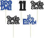 Ephlyn 24Pcs Bro I'm 11 Cupcake Toppers Glitter Boy 11th Birthday Cupcake Pick Decorations for Cheers to Eleven Years Old Big Brother 11th Birthday Party Supplies