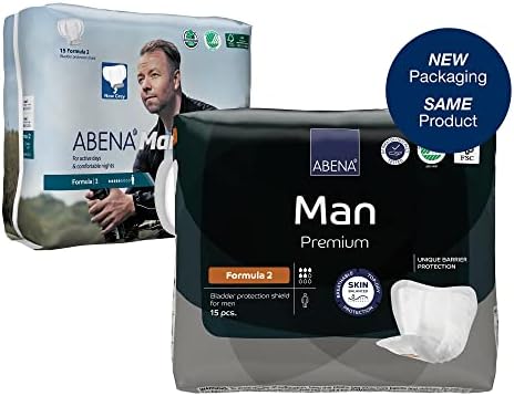Abena Man Premium Incontinence Guards, (Sizes 0 to 2) Formula 2, 15 Count