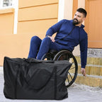 VOSAREA Folding Wheelchair Storage Bag Waterproof Travel Bag Transport Chair Carry Case Collapsible Wheelchair Cover Heavy Duty Walker Travel Bag for Disabled (43.23X29.08X11.00in)