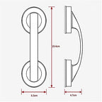 handrail Handles Bathtub Grab Bars Toilet Grab Bars Glass Door Handles Suction Cup Bathroom Handrails Sliding Door Handles Safety Handrail/Silver/19.4Cm