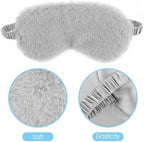 2 Pcs Plush Eye Mask Soft Sleeping Blindfold Eye Cover Comfortable Furry Faux Fur Sleeping Mask Satin Nap Night Eyeshade Cover for Women Men Gift (Black, Gray)