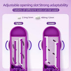 DUBSTAR Pill Cutter Splitter for Small and Tiny Pills, Multiple Pill Cutters for Small or Large Pills, Adjustable Pill Splitter with Centering Device and Blade Guard for Multi Tablets (Purple)