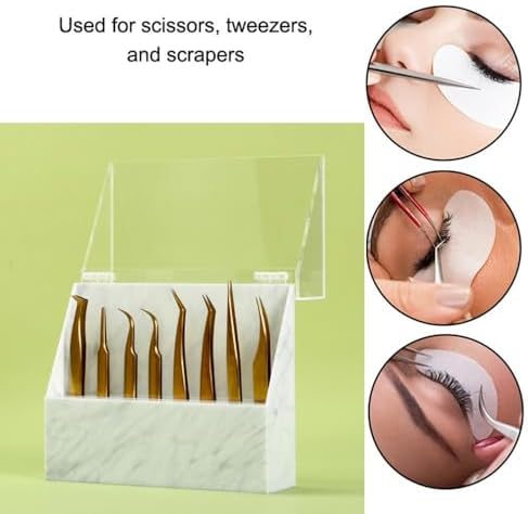 8 Holes Tweezers Holder, Acrylic Rack Storage Eyelash Extension Tools with Dust Cover Tweezer Display Stand Holder Eyelash Extension Supplies Acrylic Display Stand Tool Salon