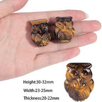 Nupuyai Pack of 2 Hand Carved Owl Stone Statue, Mini Stone Animal Figurines for Home Office Table Desk Decoration, Tiger's Eye