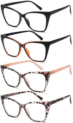 EYEURL 4-Pack Cat Eye Reading Glasses for Women Blue Light Glasses Stylish Computer Readers for Women