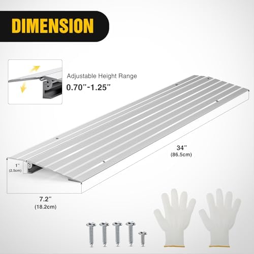 Nilight Door Threshold Ramp, 1" Rise Portable Aluminum Wheelchair Door Transition Entry Ramps for Doorways Home Steps