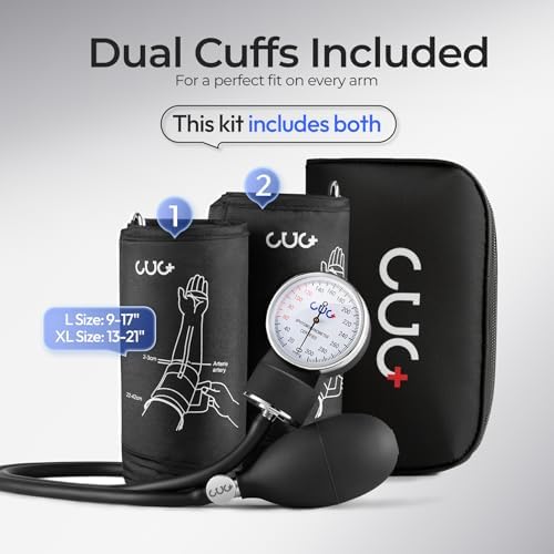 Professional Aneroid Sphygmomanometer, Blood Pressure Cuff Manual, Precision Copper & Brass Movement, Medical-Grade Reinforced PVC Tubing, Ideal for Doctors, Nurses, and Students