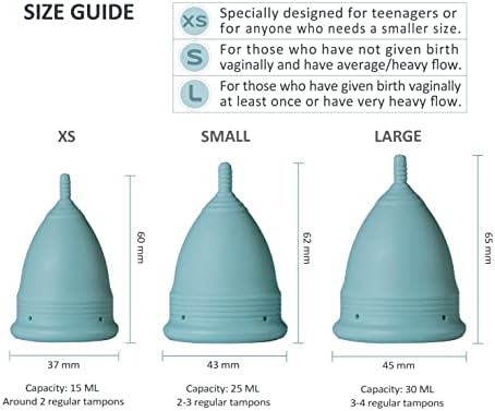 Pure Ella Menstrual Cup - Reusable Soft Silicone Period Cup - Wear for 12 Hours - Medical Grade & BPA Free Silicone - Eco Friendly & Hypoallergenic Feminine Hygiene – Sizes XS, Small, Large (Small)