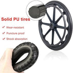 WORDFUN 2pcs Solid Wheel Replacement for Wheelchairs Walker, Wheelchair Rear Wheel, WearResistant and Non-Slip, Solid PU Wheel with Bearing, for Handicapped Manual Wheelchairs
