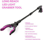 Grabber Reacher Tool-Long 32 Inch Aluminum Foldable Pick Up Stick-Strong Grip Shelves LED Light Magnetic Tip, Lightweight Trash Picker Claw Reacher Grabber Tool for Elderly - by Luxet (32 Inch, Pink)