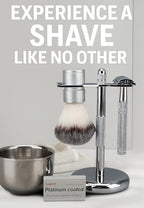 Men's Shaving & Grooming Set, Double Edge Safety Razor, Shaving Brush, Razor & Brush Stand,10 Blades, Shaving Bowl, Valentine Gift For Men, Gift for Fathers/Dads (Silver)