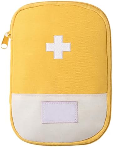 Personal Pill Dispenser,Portable Outdoor First Aid Medical Rescue Bag,Multi-Function Emergency Medicine Storage Organizer Bag,Household Supplies(Yellow,Small)