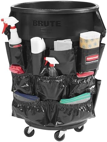 Rubbermaid Commercial Products Brute Caddy Bag, Black, Cleaning Tool and Supply Organizer for Brute Trash Cans