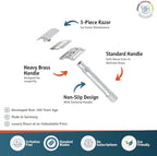 MERKUR 33C Double Edge Safety Razor, Three-Piece Design, Closed Comb, Short Handle, Bright Chrome Finish, Made in Germany