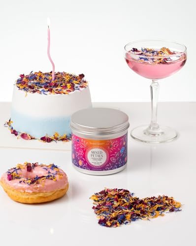 Sweet Spell Mixed Edible Flowers – Dried Rose, Cornflower & Calendula Petals – Flower Sprinkles for Cake Decorating, Cocktails, Drinks & Desserts