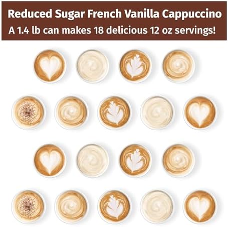 Victorian Inn Instant Cappuccino - French Vanilla - Reduced Sugar - Creamy & Delightful Coffee Mix - Great Hot, Cold, or Blended - Ideal as Coffee Creamer - 1.4 Pound (Pack of 6)