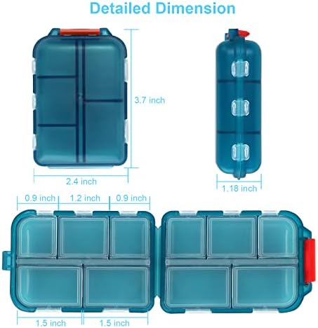 2PCS Travel Pill Box, Cute Pill Organizer, Small Pill Case, Portable Medicine Organizer for Purse, with 10 Compartments for Different Medicines