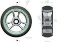 W434, 4 X 1.4 inch, Solid, PU Wheels, Wheelchair Casters, Nylon Rim, one Pair (Black)