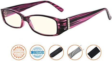 CessBlu Computer Glasses with Crystals for Women Reading Blue Light Filter Eyeglasses
