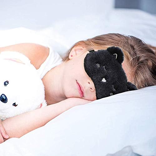 2 Pack Cute Animal Sleep Mask for Girls Cute Cartoon Cat Dog Soft Plush Blindfold Sleep Masks Eye Cover for Women Girls Travel Nap Night Sleeping