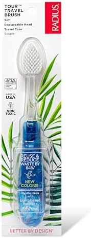 RADIUS Toothbrush Tour Travel Brush, Arctic Ocean, BPA Free and ADA Accepted, Designed to Improve Gum Health and Reduce The Risk of Gum Disease, 1 Pack